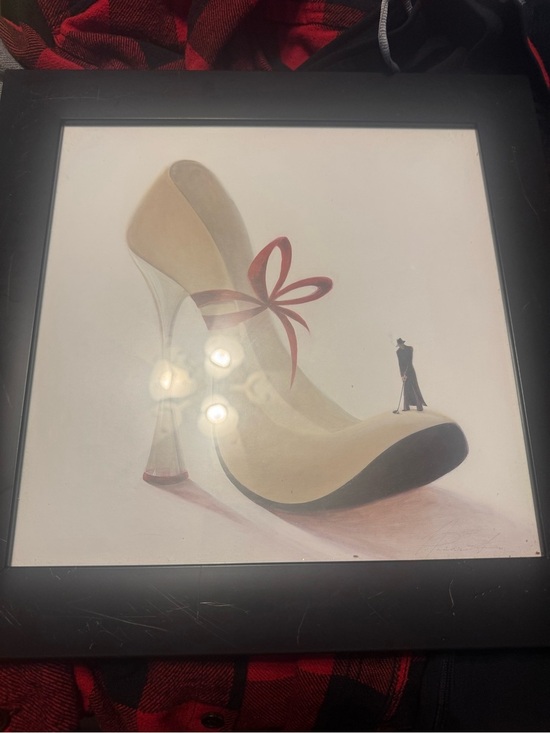 Other - Framed Surrealist High Heel Shoe Art  Print - Whimsical Golf Fashion Wall Decor